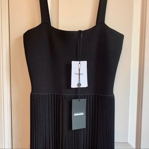 NWT Theory Black Knit Pleat Midi Dress - Medium